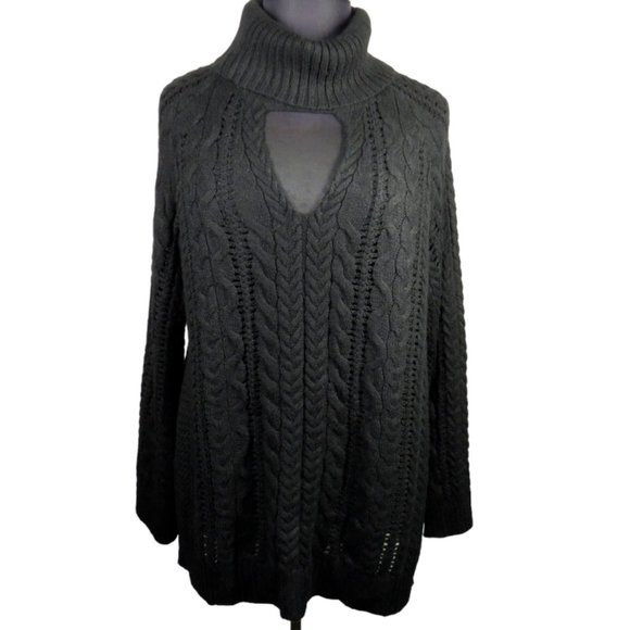 Lane Bryant | Sweaters | Lane Bryant Plus 2628 Black Cable Knit Cowl ...